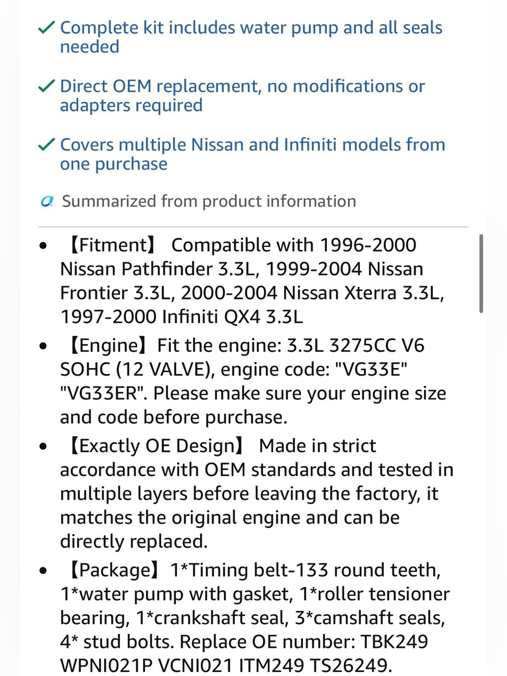 Engine Timing Belt and Water Pump Kit - Replacement Engine Accessory - Picture 5 of 10